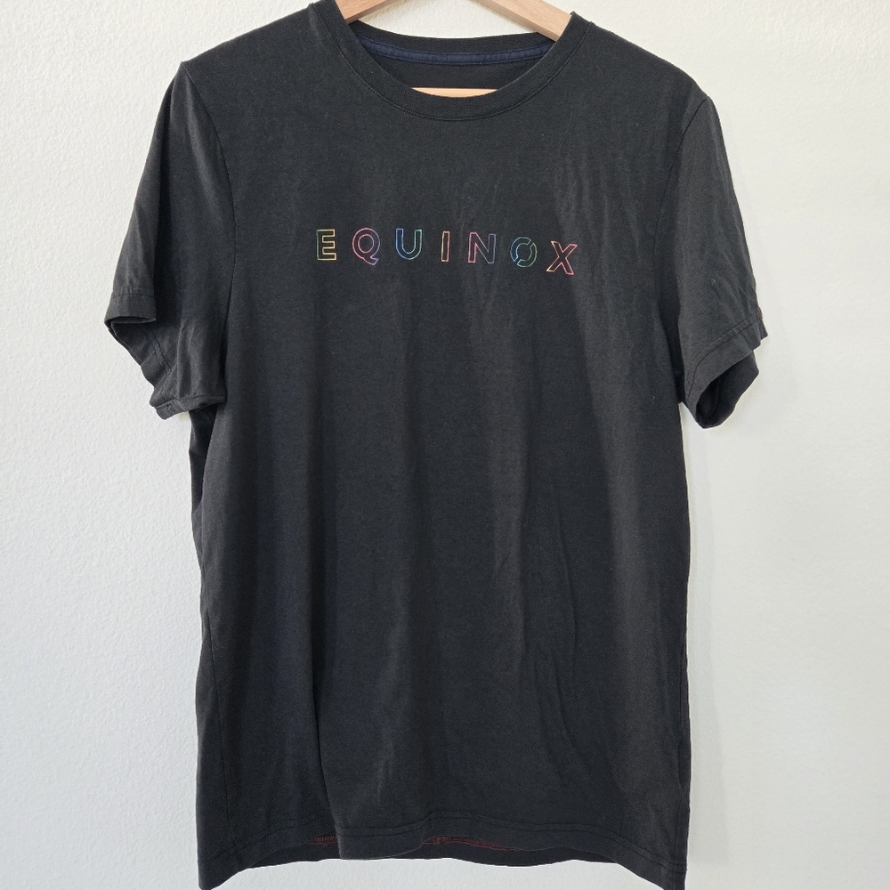 Rhône x Equinox Men’s Size Medium Black Element Pride Tee Rainbow Logo Shirt